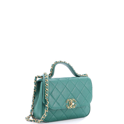 シャネル チェーン インフィニティ トップハンドルバッグ キルティング ラムスキン ミニ