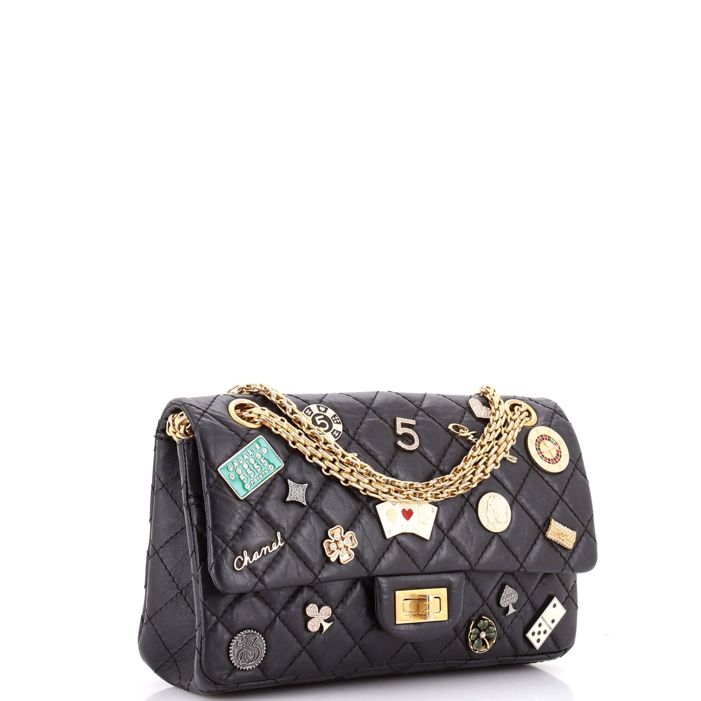 シャネル ラッキーチャーム リイシュー 2.55 フラップバッグ キルティング エイジドカーフスキン 225