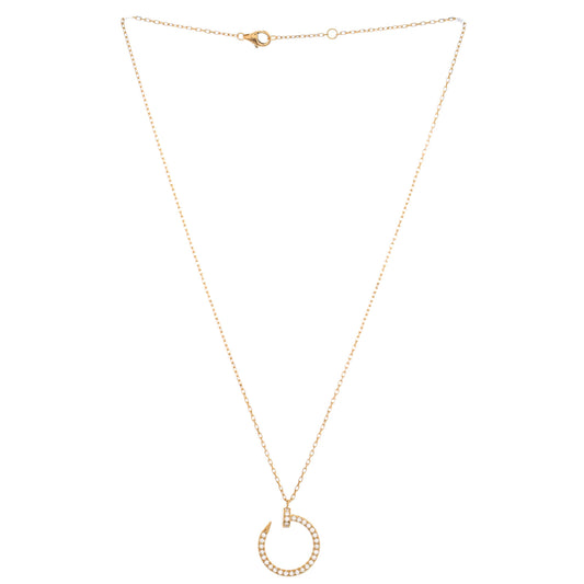 カルティエ ジュスト アンクル ペンダント ネックレス (18Kイエローゴールドとパヴェダイヤモンド)