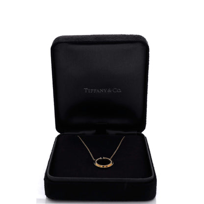 ティファニー Tサークルペンダントネックレス 18Kイエローゴールド オニキス＆ダイヤモンド ラージ