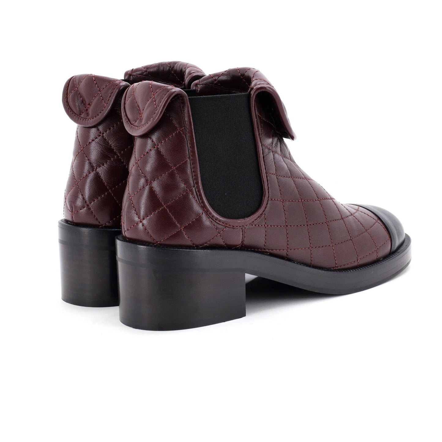 シャネル レディース CCターンロック キャップトゥ アンクルブーツ キルティングレザー