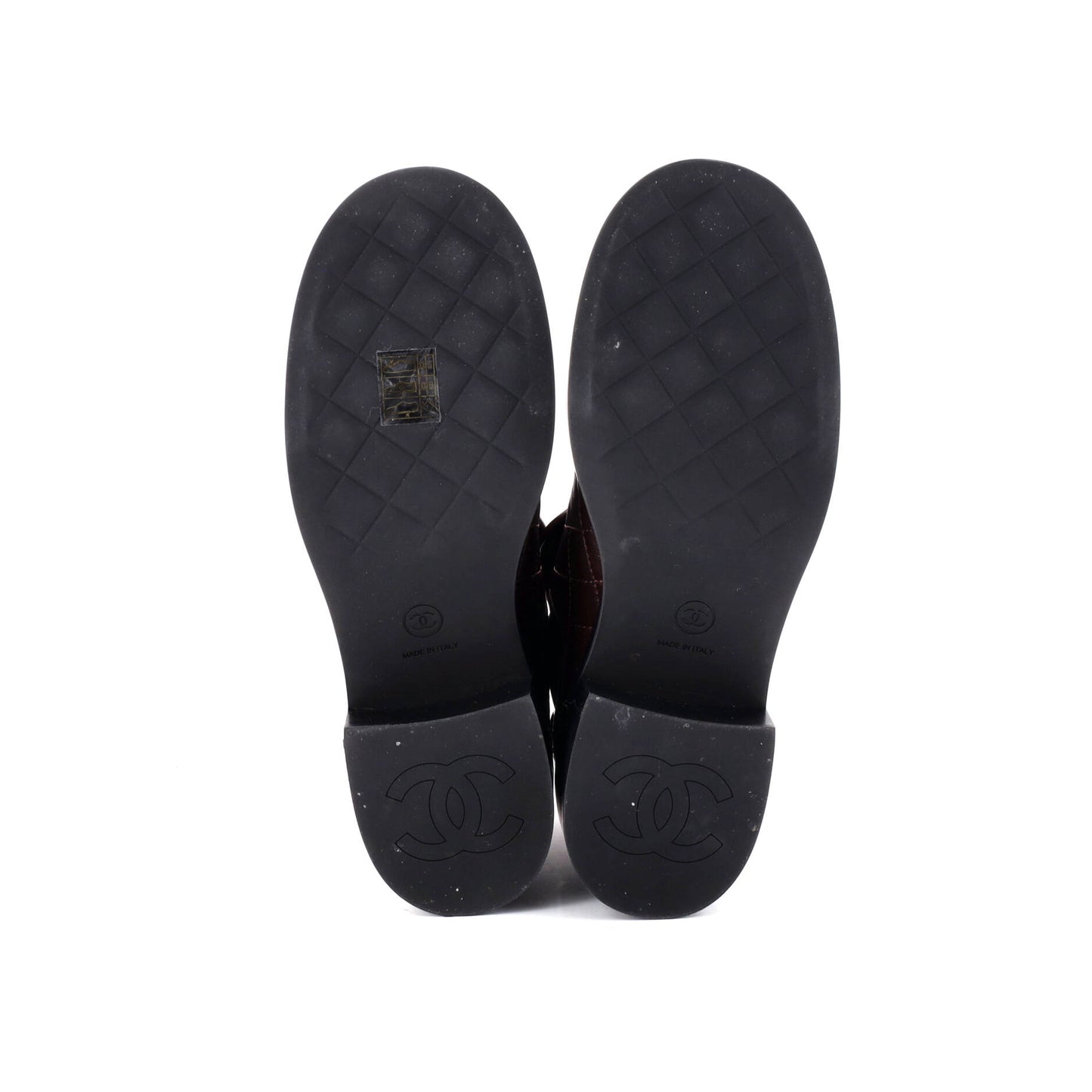 シャネル レディース CCターンロック キャップトゥ アンクルブーツ キルティングレザー