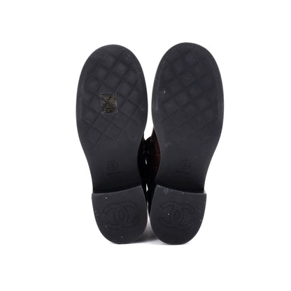 シャネル レディース CCターンロック キャップトゥ アンクルブーツ キルティングレザー