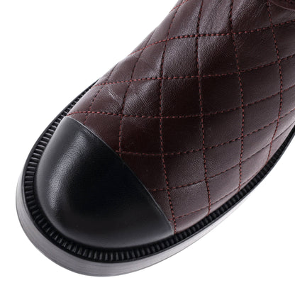 シャネル レディース CCターンロック キャップトゥ アンクルブーツ キルティングレザー