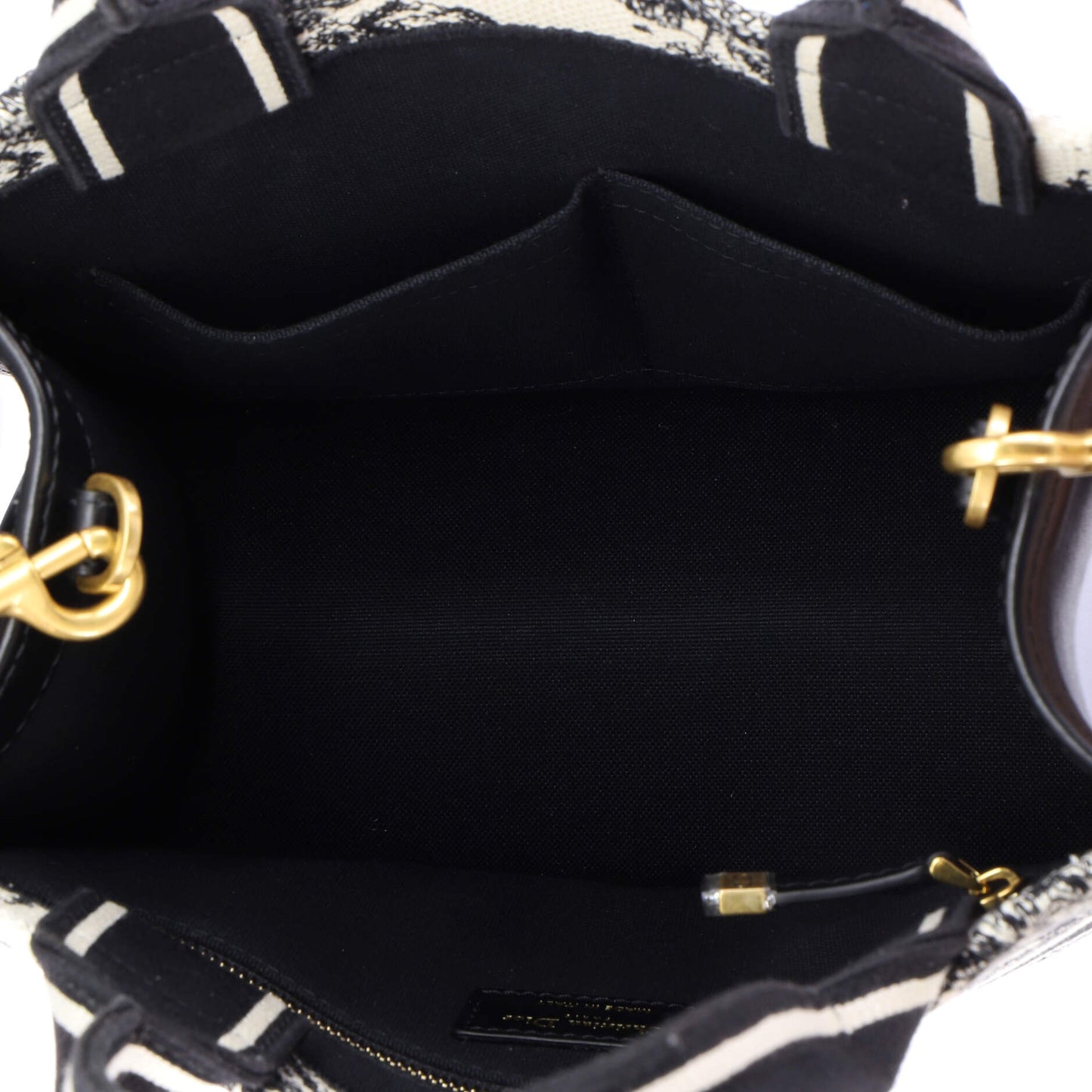 クリスチャン・ディオール ブックトート ストラップ付き 刺繍入りキャンバス スモール