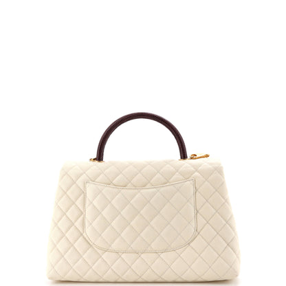 シャネル ココハンドル トップバッグ キルティング キャビア ウィズ リザード ミディアム