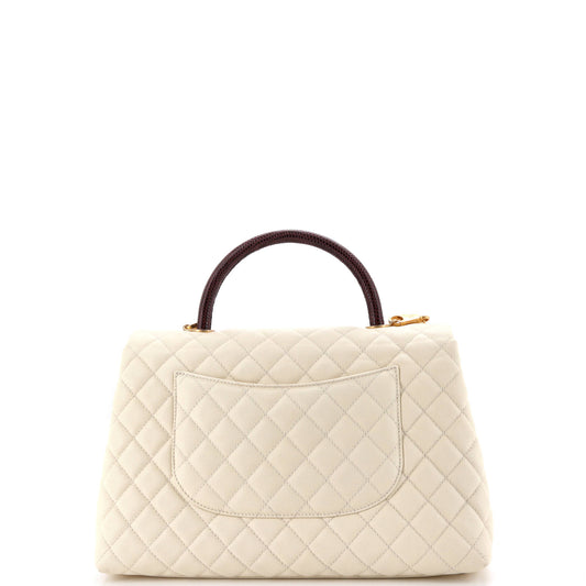 シャネル ココハンドル トップバッグ キルティング キャビア ウィズ リザード ミディアム