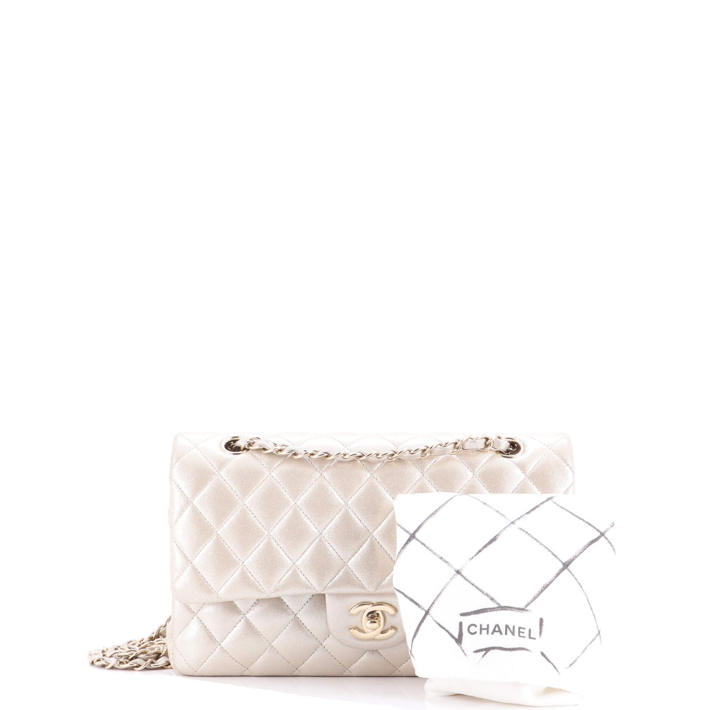 シャネル クラシック ダブルフラップバッグ キルティング メタリック ラムスキン ミディアム