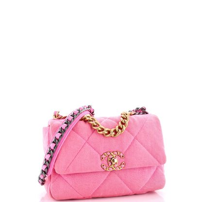 シャネル 19 フラップバッグ キルティングデニム ミディアム