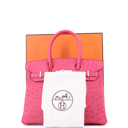 エルメス バーキン ハンドバッグ ピンク オーストリッチ パラジウム金具 30