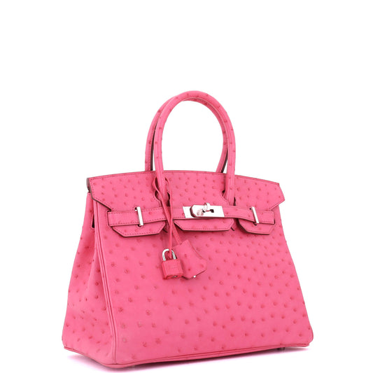 エルメス バーキン ハンドバッグ ピンク オーストリッチ パラジウム金具 30