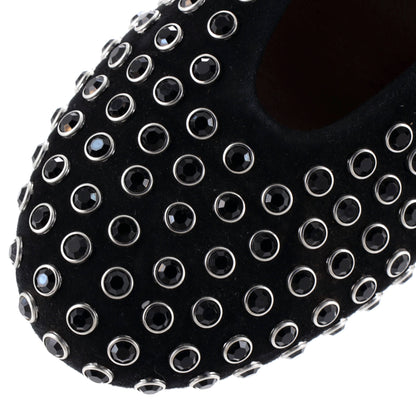 Alaia レディース バックル バレリーナ フラット シューズ スエード クリスタル付き