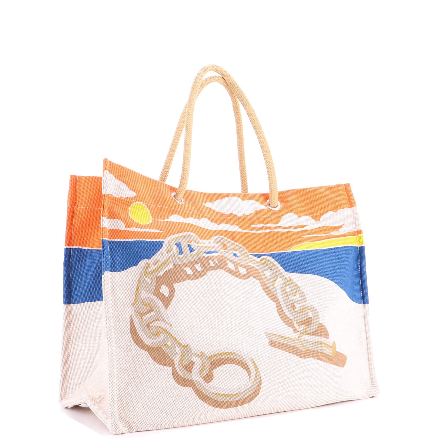 エルメス エスカル ア ラ プランジュ ビーチバッグ プリント キャンバス