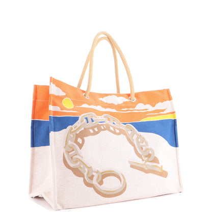 エルメス エスカル ア ラ プランジュ ビーチバッグ プリント キャンバス
