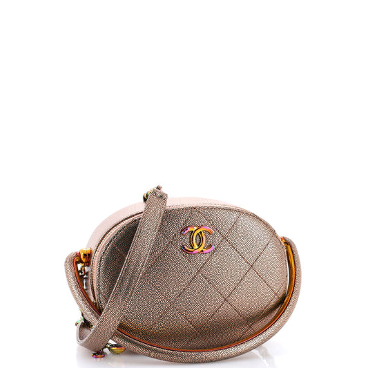 シャネル エジプト アミュレット トップハンドル カメラ ケース キルティング メタリック キャビア レインボー ハードウェア付き