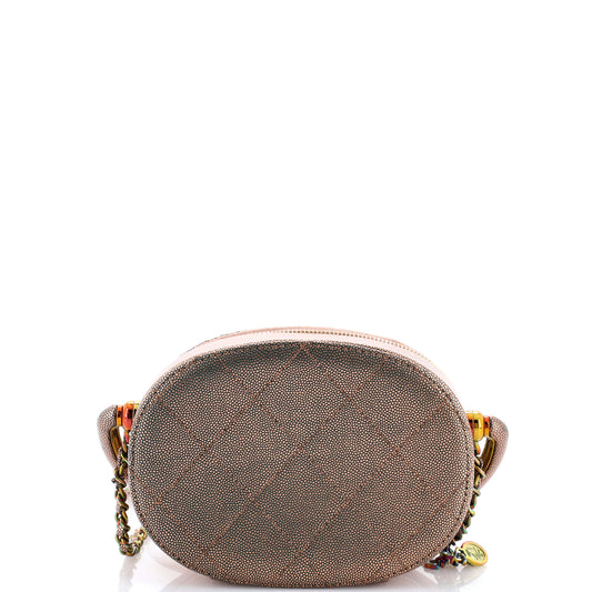 シャネル エジプト アミュレット トップハンドル カメラ ケース キルティング メタリック キャビア レインボー ハードウェア付き