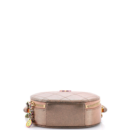 シャネル エジプト アミュレット トップハンドル カメラ ケース キルティング メタリック キャビア レインボー ハードウェア付き