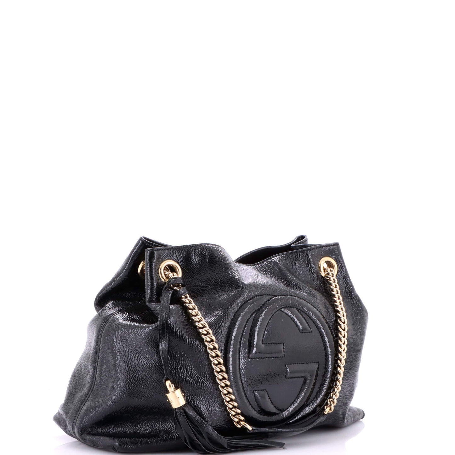 グッチ ソーホー チェーンストラップ ショルダーバッグ パテント ミディアム