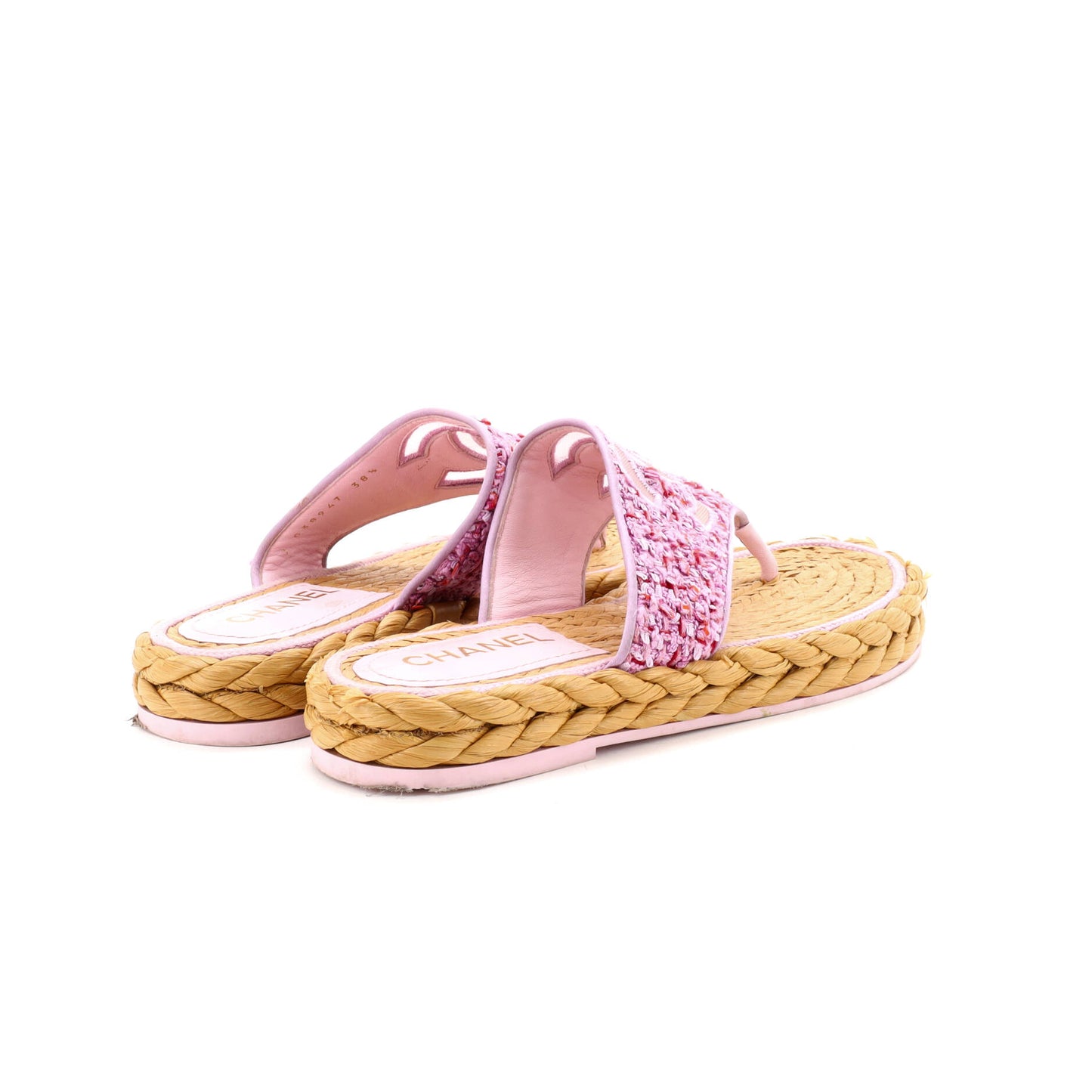 シャネル レディース CCロゴ トング エスパドリーユ サンダル ツイード