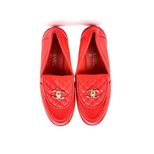 シャネル レディース CC ローファー キルティングレザー