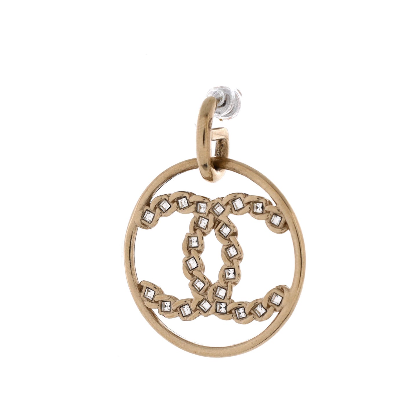 シャネル ハイ ソサエティ CC ダングル フープ イヤリング メタル クリスタル付き