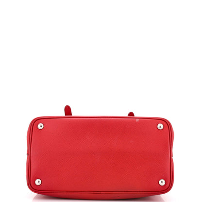 プラダ ハーフ フラップ ダブル ターン ロック サッチェル サフィアーノ レザー ミディアム