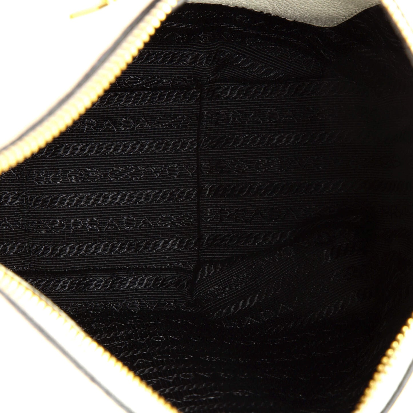 プラダ ストライプ ストラップ ジップ ホーボー カーフスキン ダイノ ミディアム