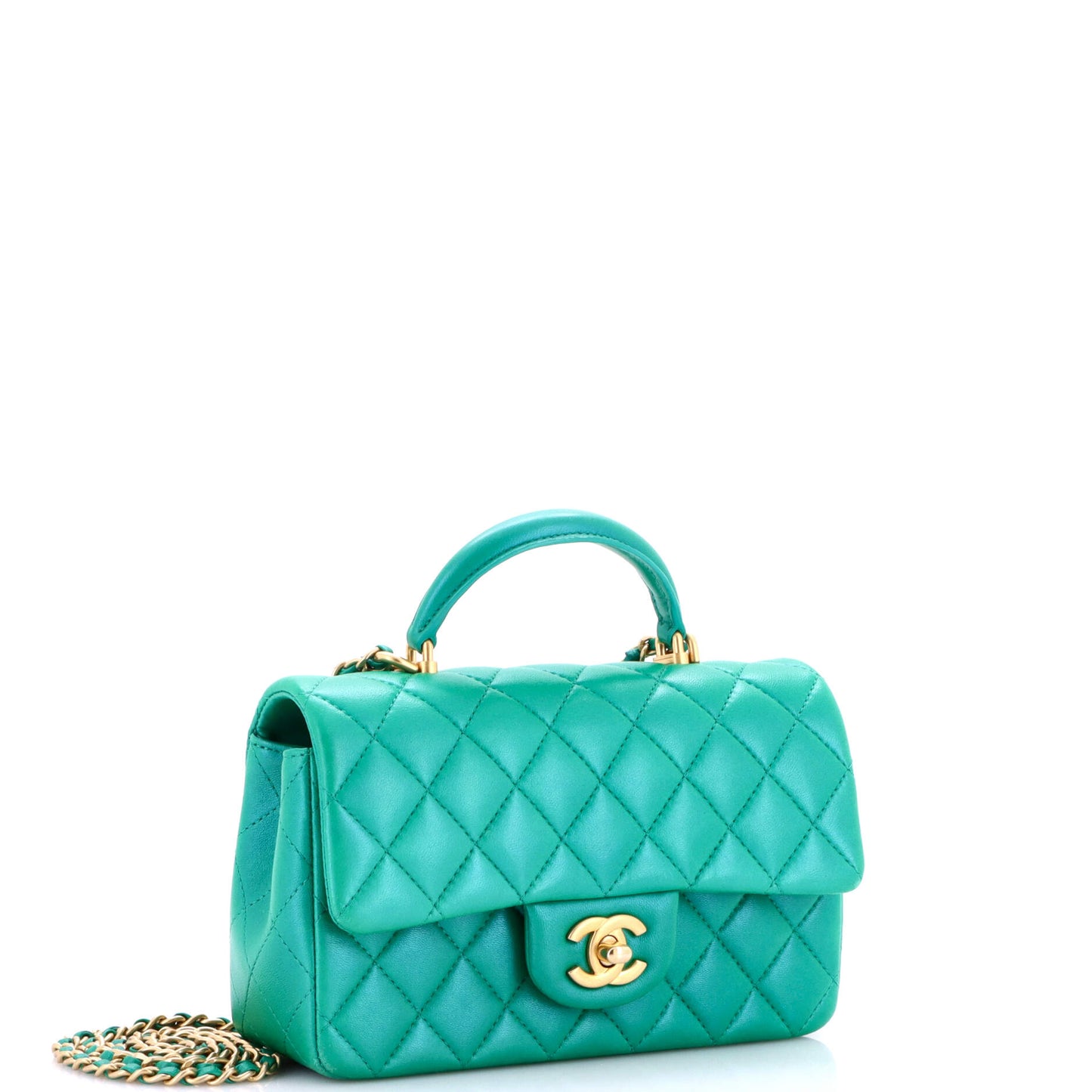 シャネル クラシック シングル フラップ トップハンドルバッグ キルティング ラムスキン ミニ