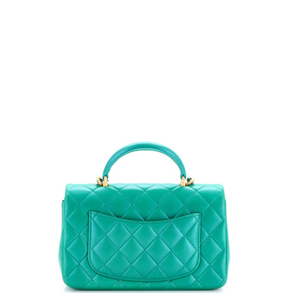 シャネル クラシック シングル フラップ トップハンドルバッグ キルティング ラムスキン ミニ