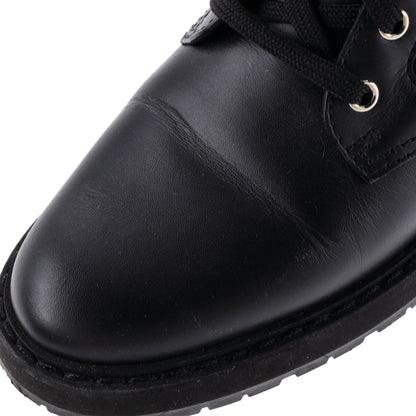 フェンディレディース ロココ コンバットブーツ レザー、ニットストレッチファブリック、ズッカ柄