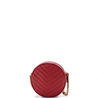 サンローラン ビニールラウンドカメラバッグ キルティング シェブロンレザー