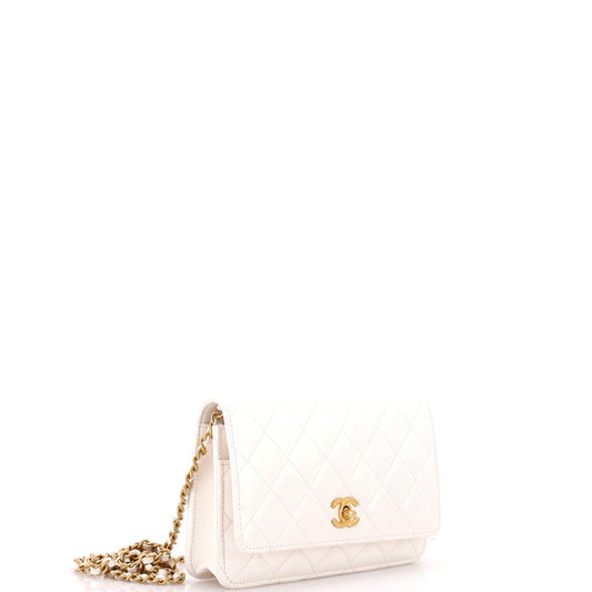 シャネル パール クラッシュ ウォレット オン チェーン キルティング ラムスキン