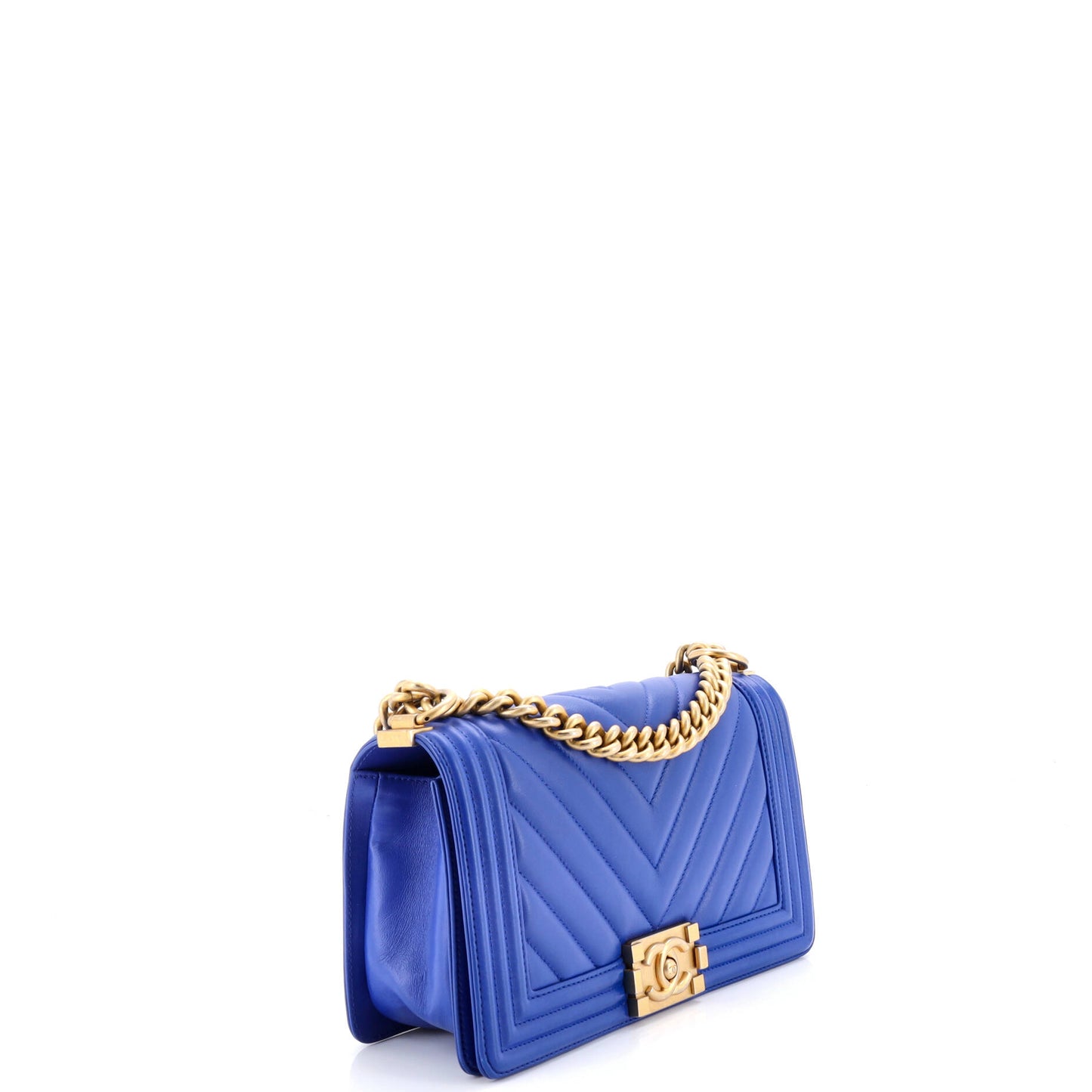 シャネル ボーイフラップバッグ シェブロン カーフスキン オールド ミディアム