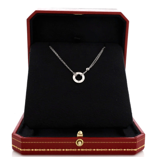 カルティエ 2ダイヤモンド ラブ ペンダント ネックレス 18Kホワイトゴールド ダイヤモンド付き