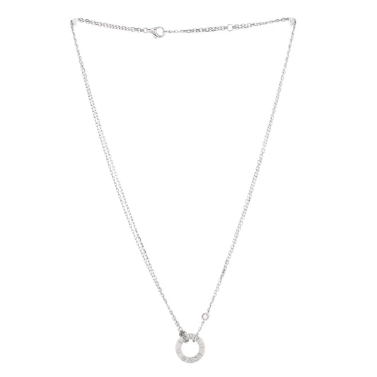 カルティエ 2ダイヤモンド ラブ ペンダント ネックレス 18Kホワイトゴールド ダイヤモンド付き