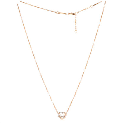 ショパール ハッピー ダイヤモンド ハート ペンダント ネックレス 18K ローズゴールド ダイヤモンドとフローティング ダイヤモンド 3 個付き