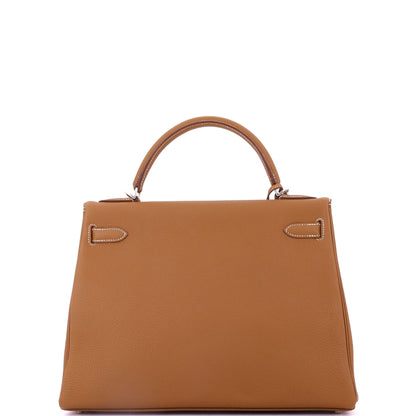 エルメス ケリー ハンドバッグ ブラウン トゴ パラジウム金具 32