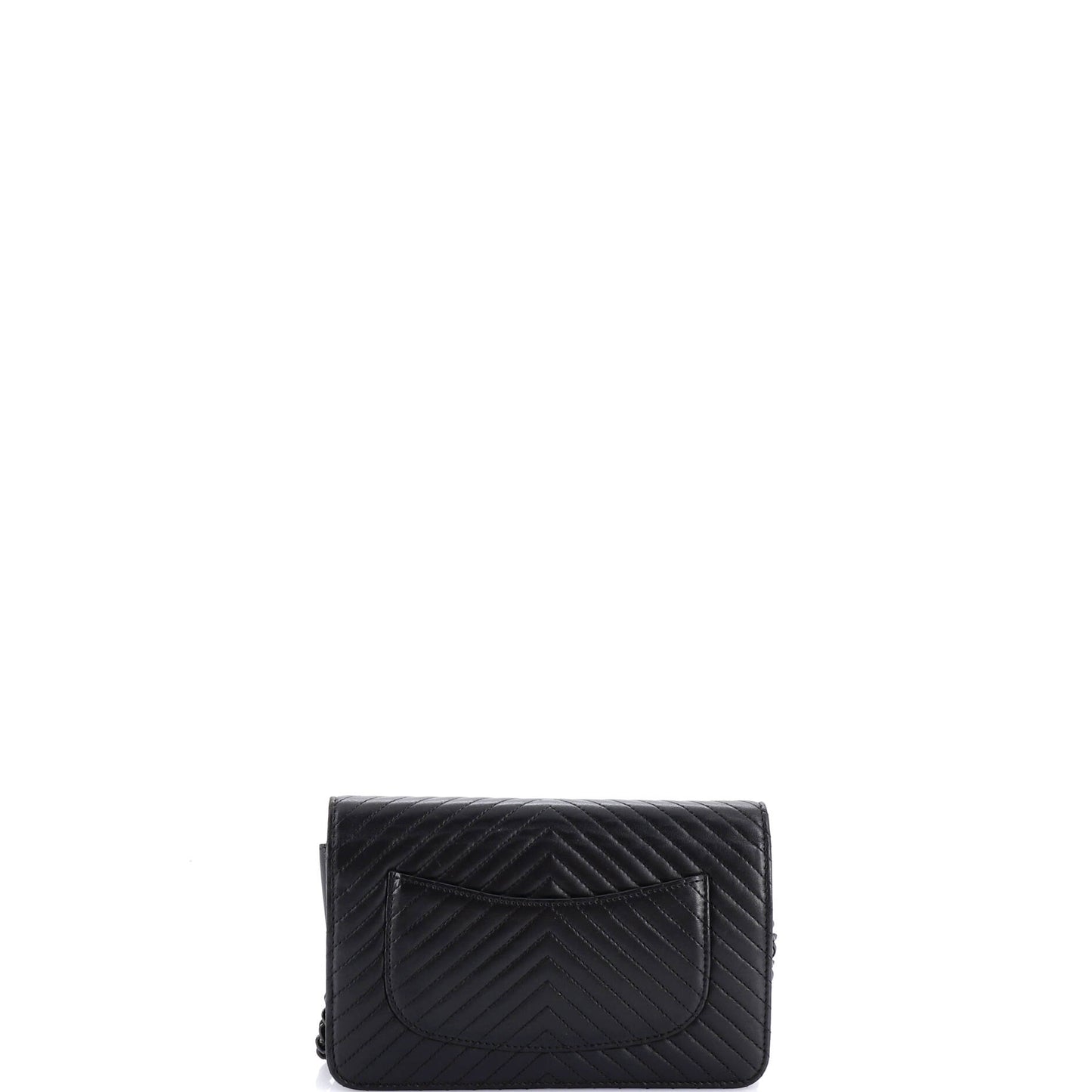 シャネル ソーブラック チェーンウォレット シェブロン ラムスキン