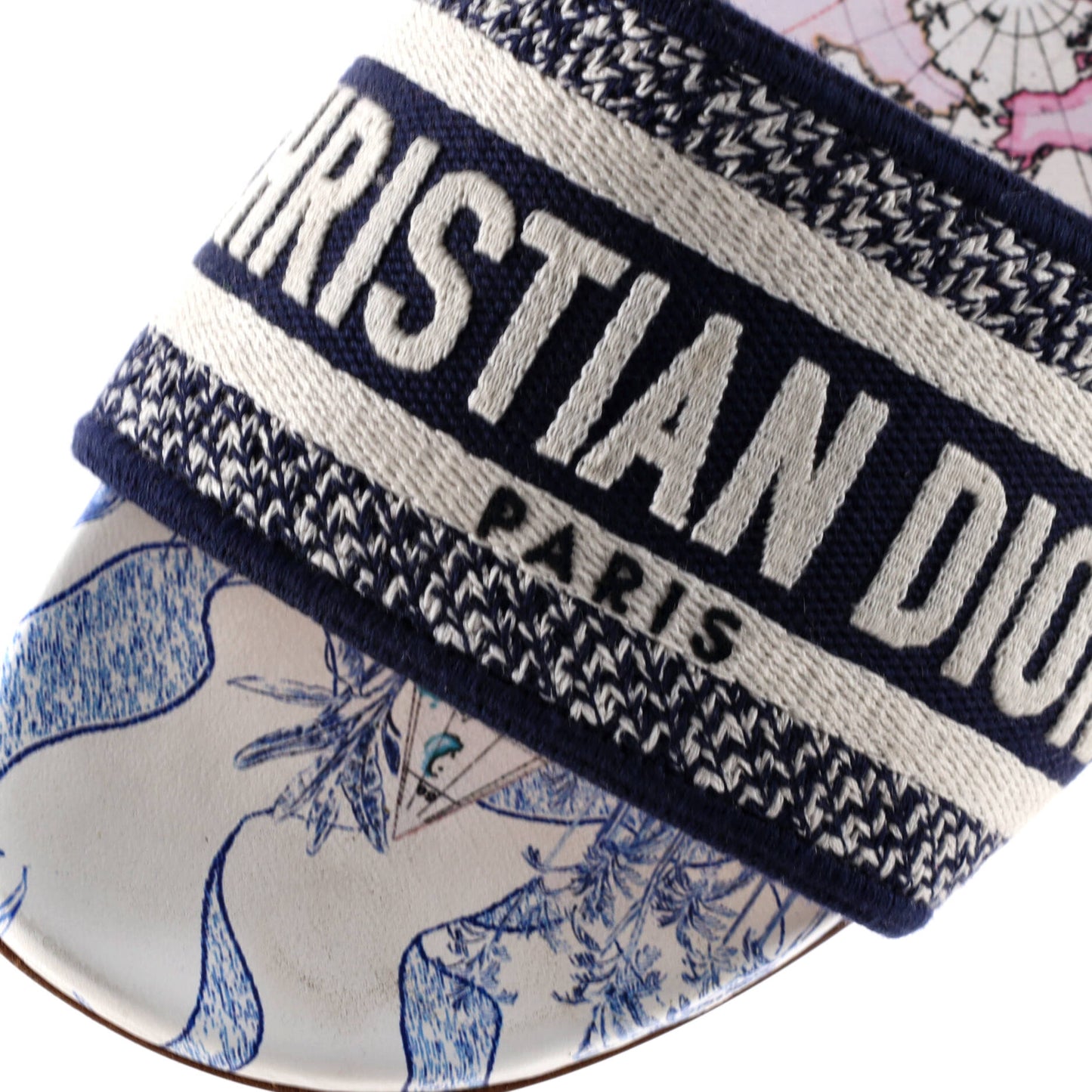 クリスチャン・ディオールレディース Dway フラットサンダル 刺繍入りキャンバス