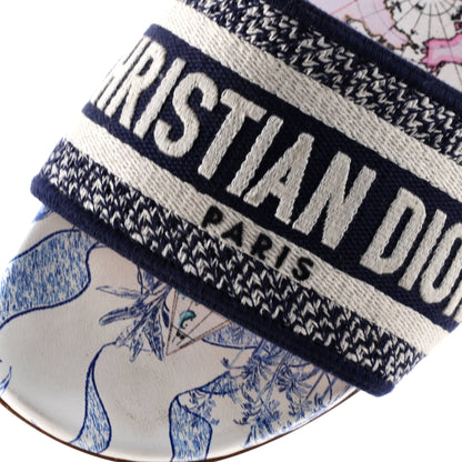 クリスチャン・ディオールレディース Dway フラットサンダル 刺繍入りキャンバス