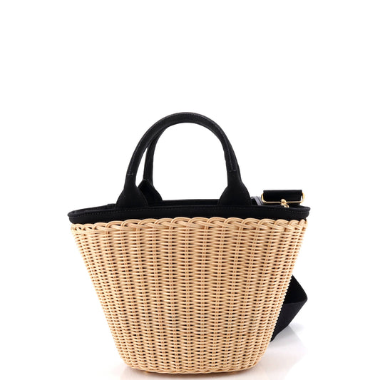 プラダ コンバーチブル バスケットバッグ ウィッカー キャンバス スモール