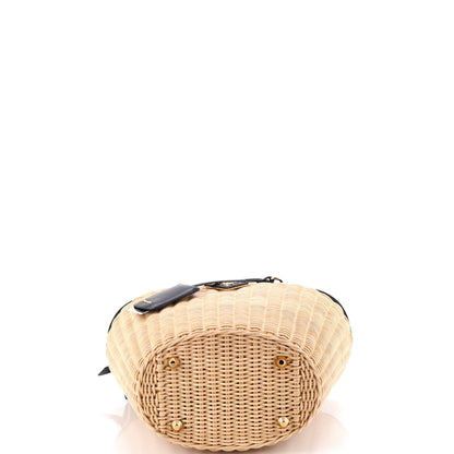 プラダ コンバーチブル バスケットバッグ ウィッカー キャンバス スモール