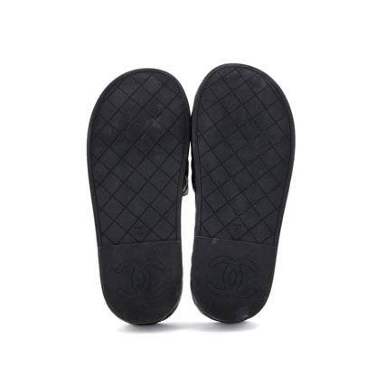 シャネル レディース CC プラットフォーム スライドサンダル キルティングレザー