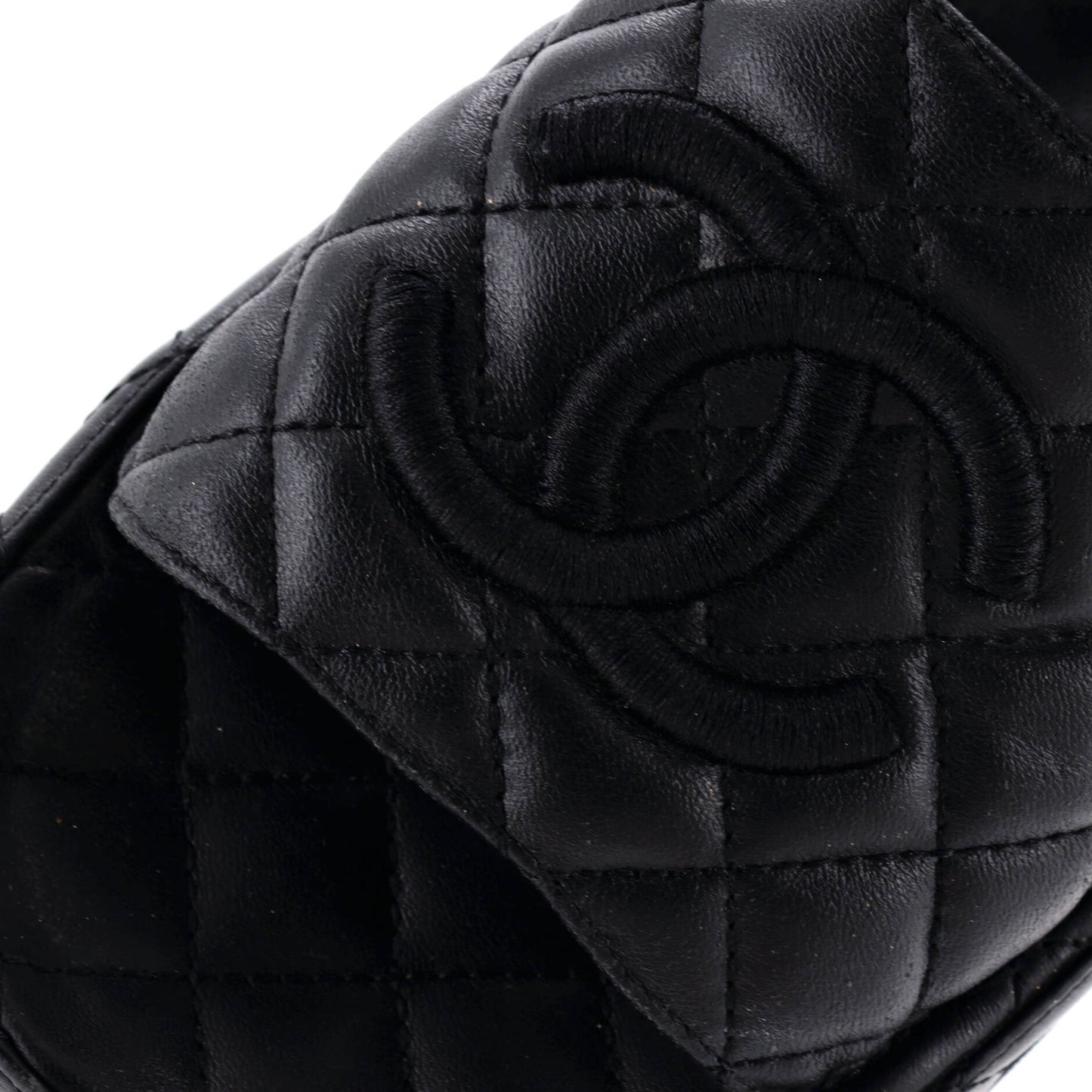 シャネル レディース CC プラットフォーム スライドサンダル キルティングレザー