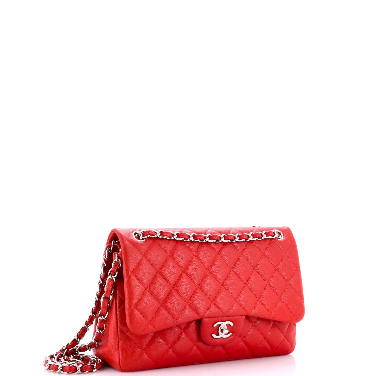 シャネル クラシック ダブルフラップバッグ キルティング キャビア ジャンボ