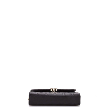 シャネル トップハンドル フォン ホルダー チェーン キルティング キャビア付き