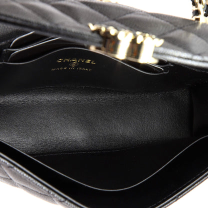 シャネル トップハンドル フォン ホルダー チェーン キルティング キャビア付き