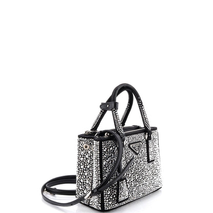 プラダ ガレリア ダブルジップ トートバッグ クリスタル装飾 サテン ミニ