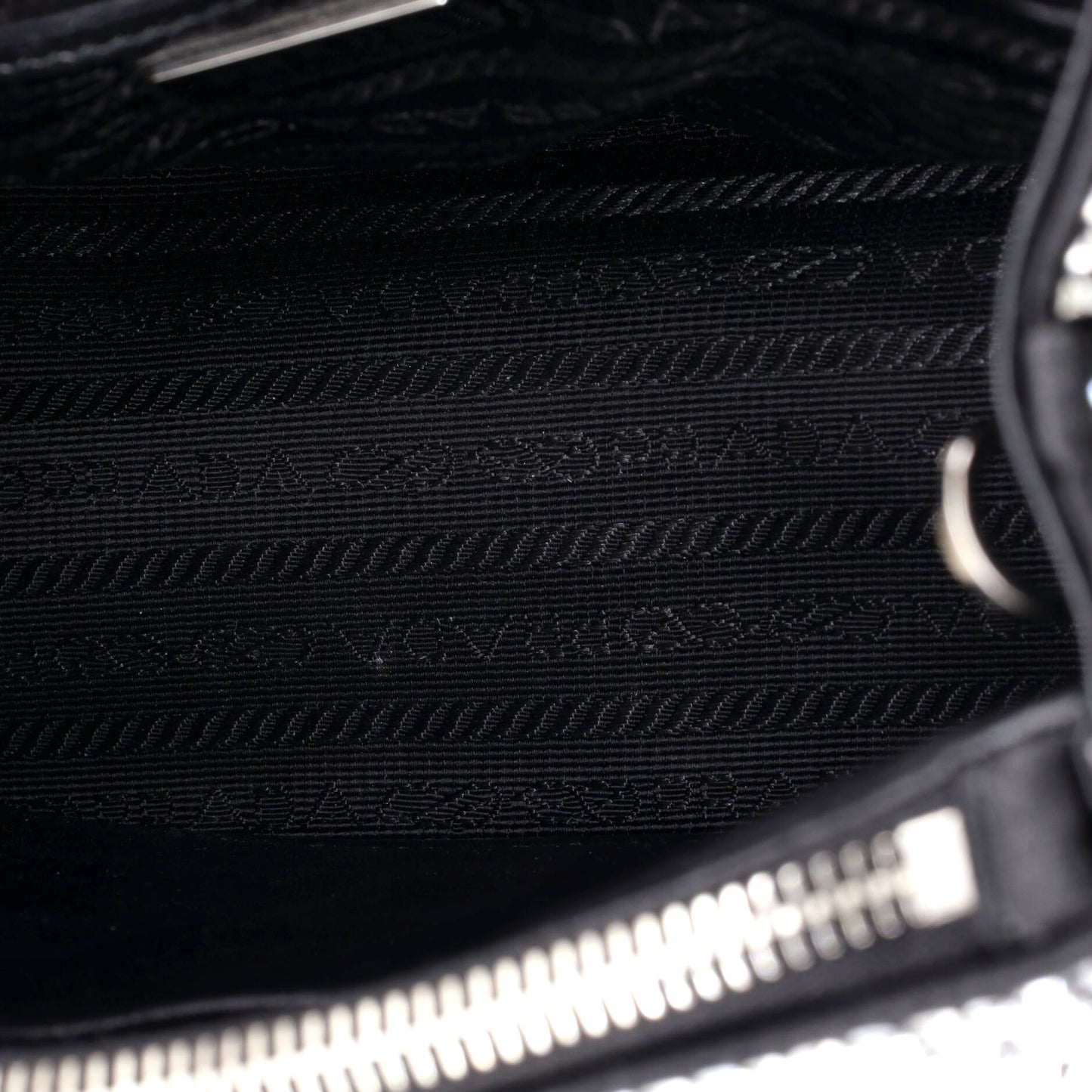 プラダ ガレリア ダブルジップ トートバッグ クリスタル装飾 サテン ミニ