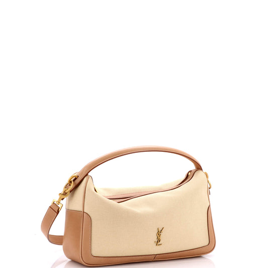 サンローラン しなやかカメラ トップハンドルバッグ キャンバス＆レザー